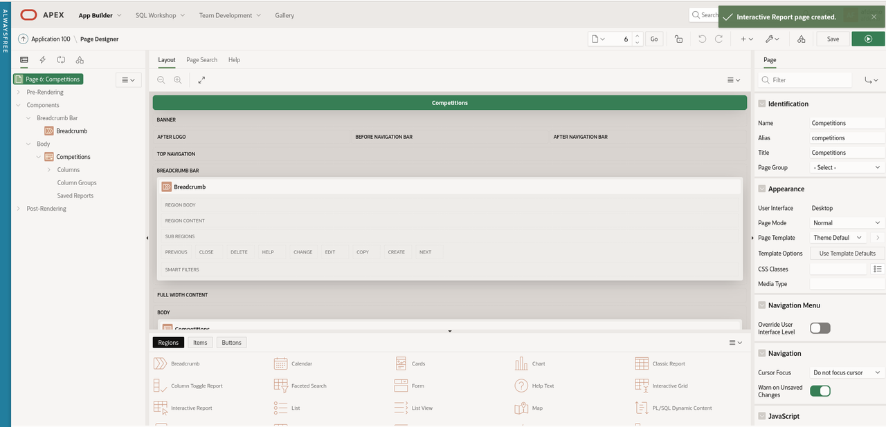 Interactive Report Page IR Page