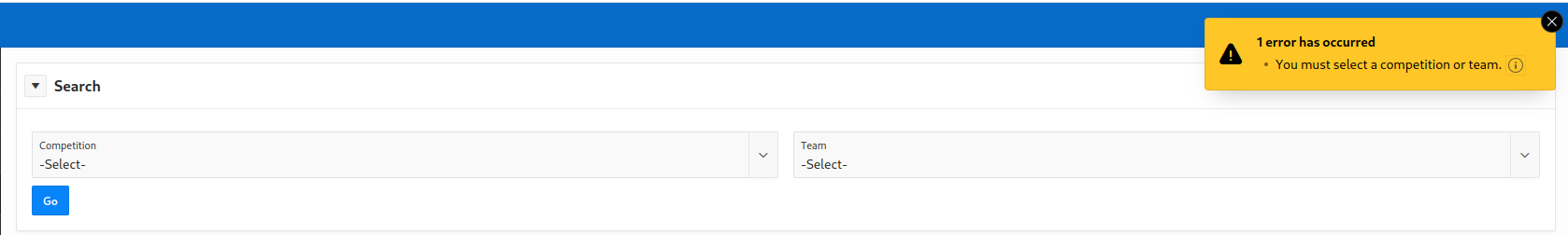 Fixtures validation message