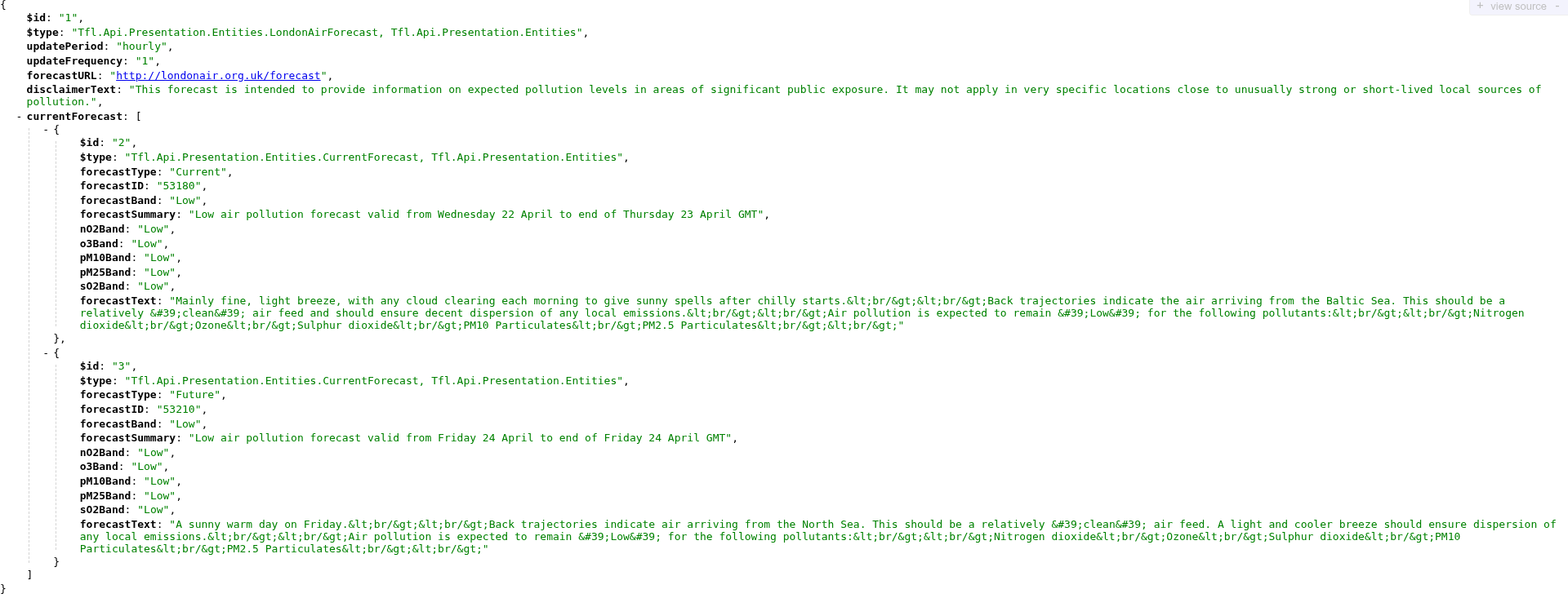 Air Quality Chrome JSONVue