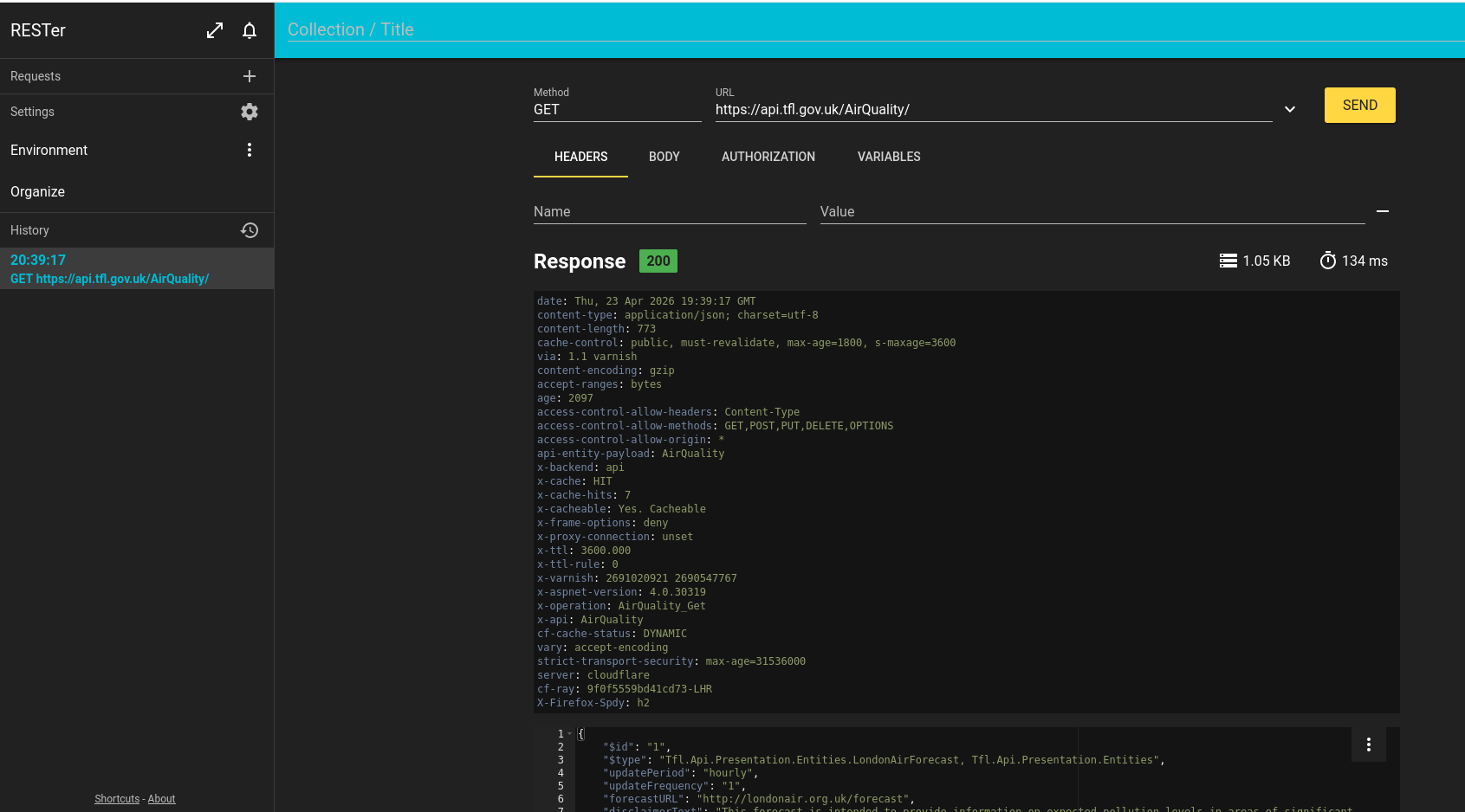 Air Quality Firefox RESTer