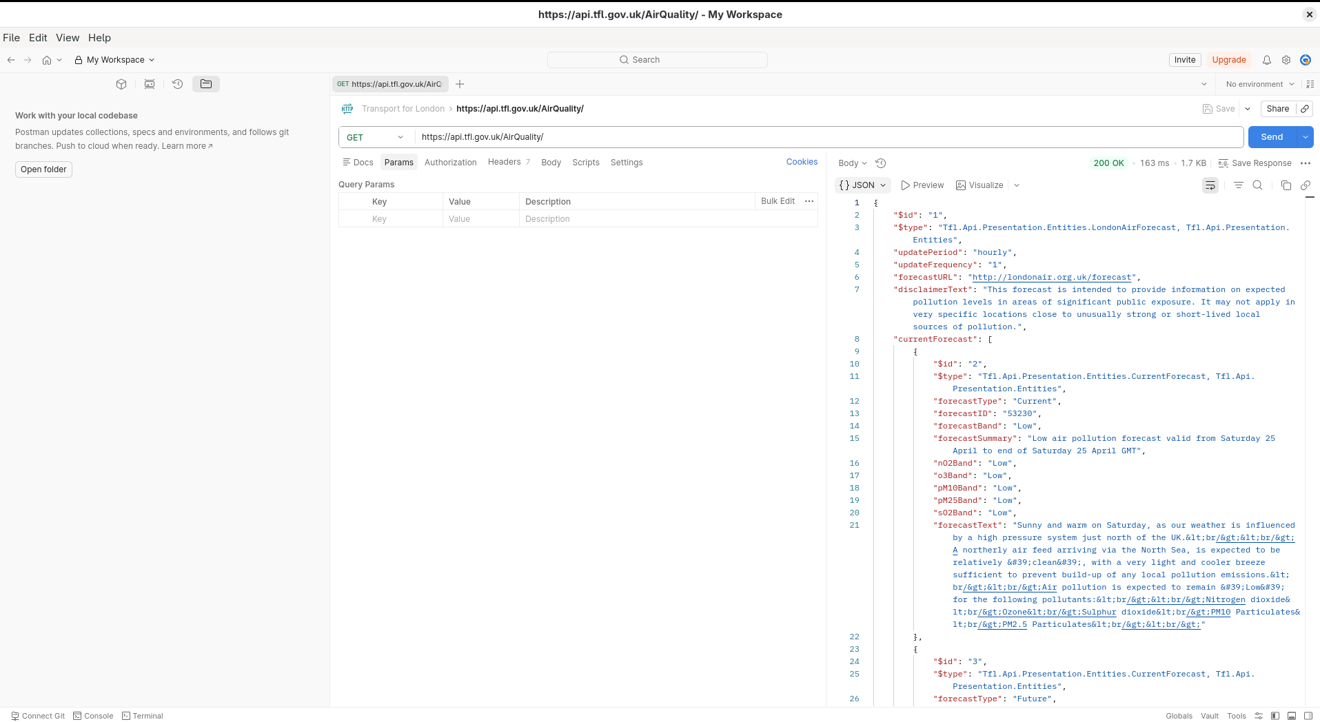 Air Quality Postman App
