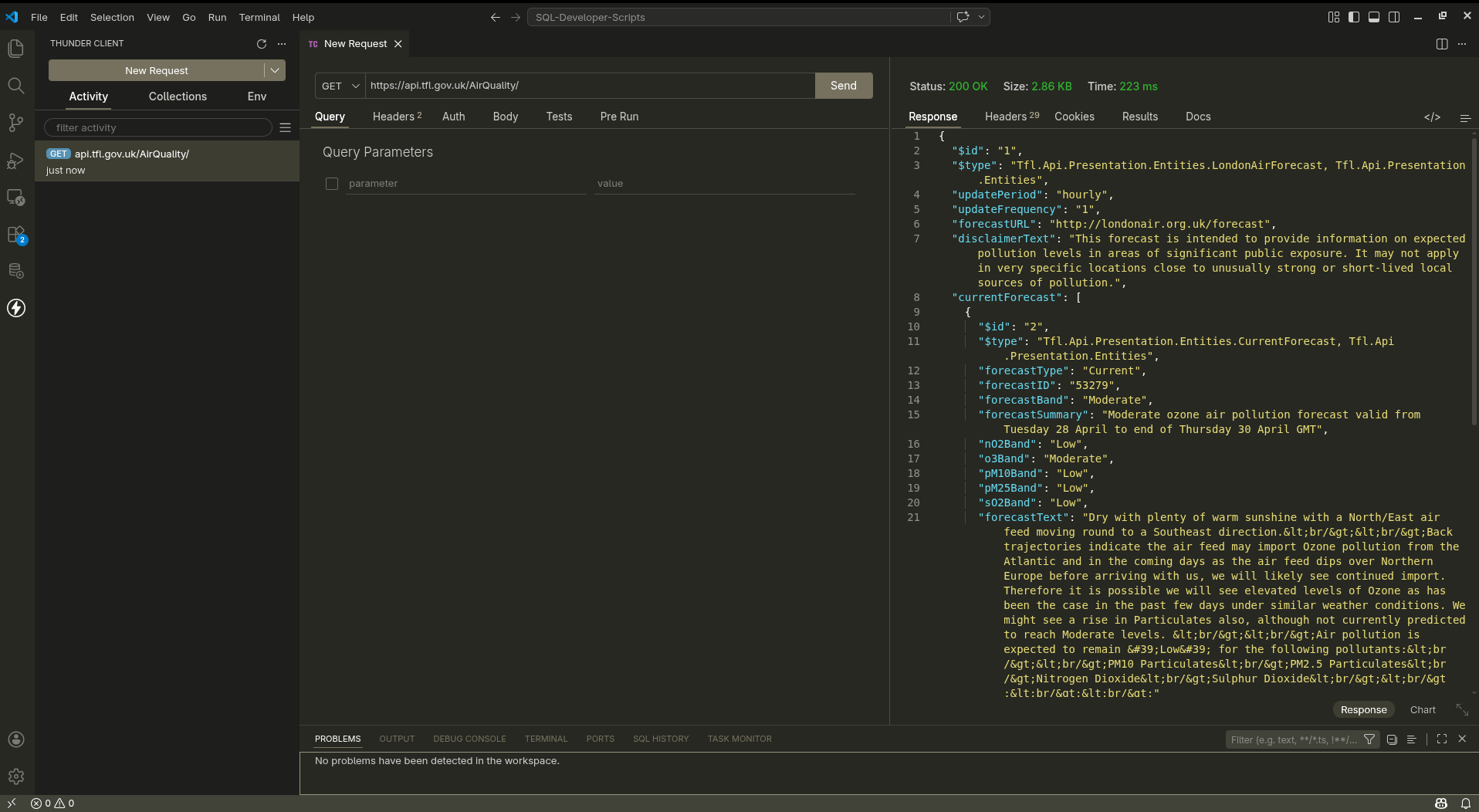 Air Quality VSCode ThunderClient